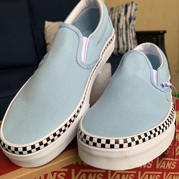 VANS CLASSIC SLIP-ON CHECK FOXING COOL BLUE WMNS - Picture 13 of 17